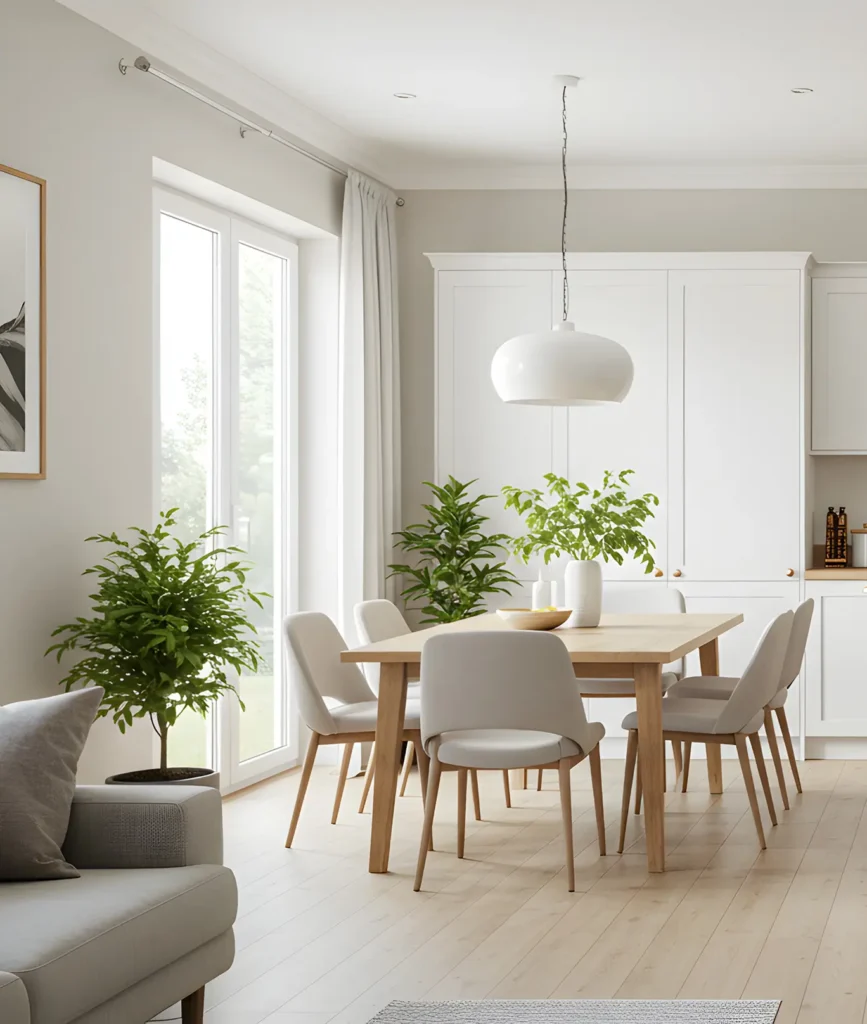Laminate flooring in modern style dining room