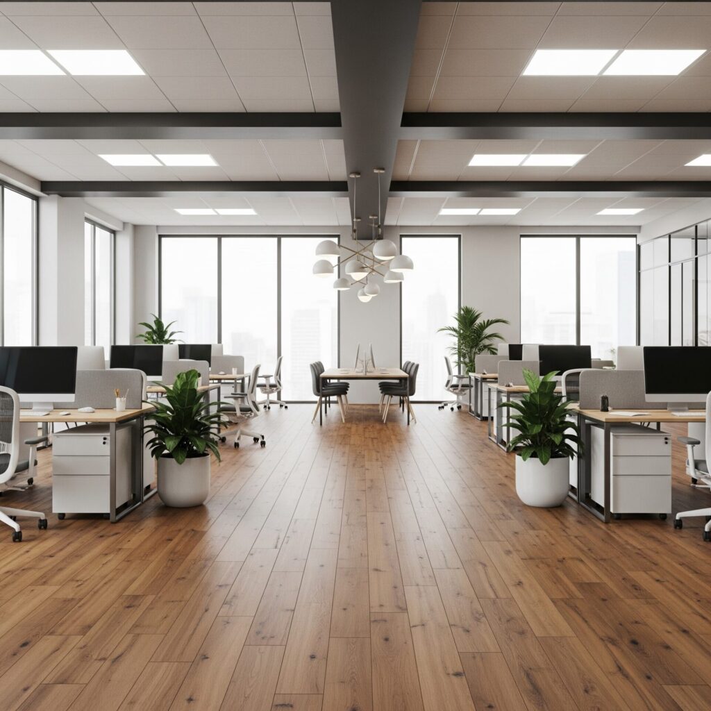 Commercial hardwood in large office