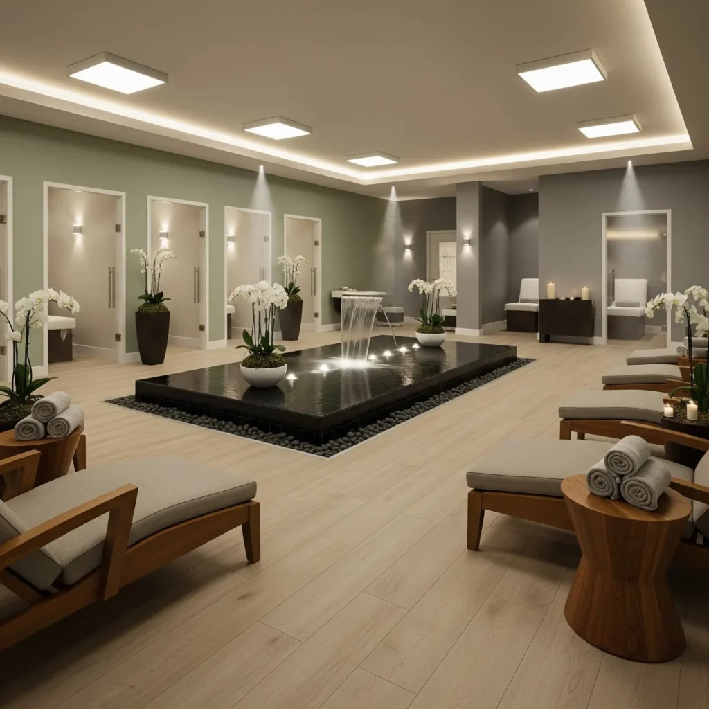 Commercial luxury vinyl in modern spa