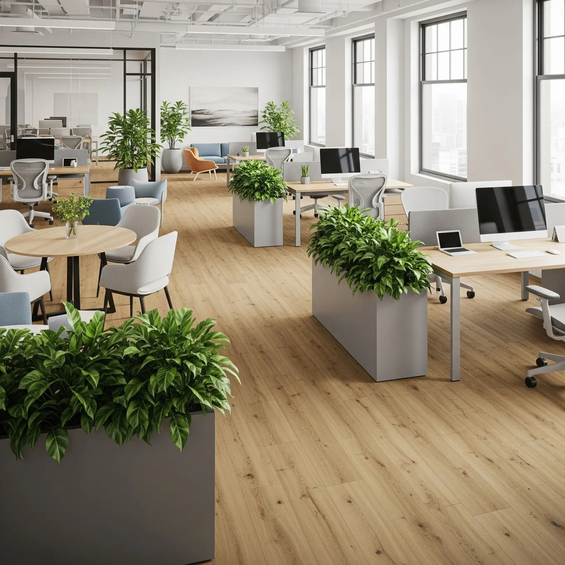 Commercial luxury vinyl installed in office space