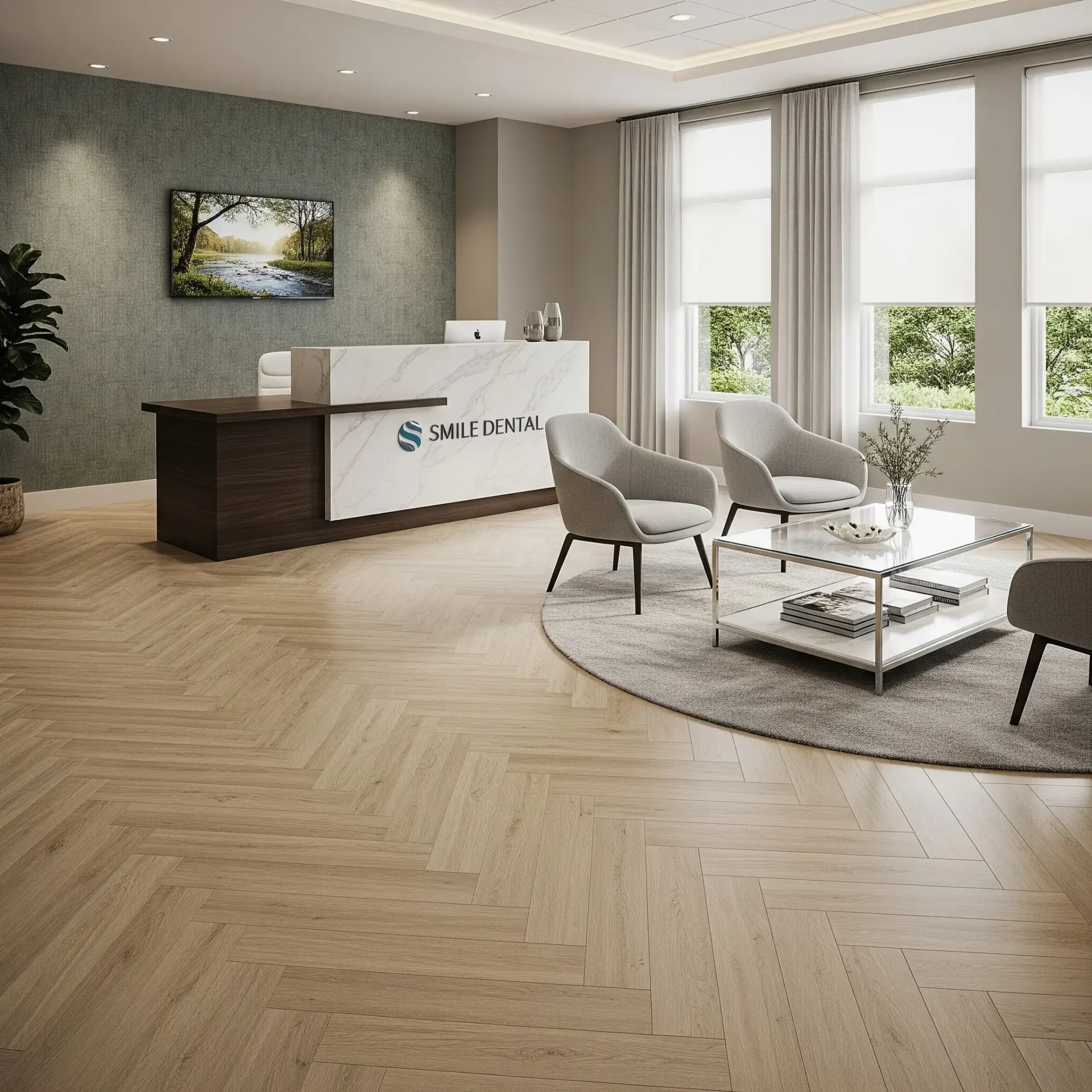 Commercial luxury vinyl for medial facilities