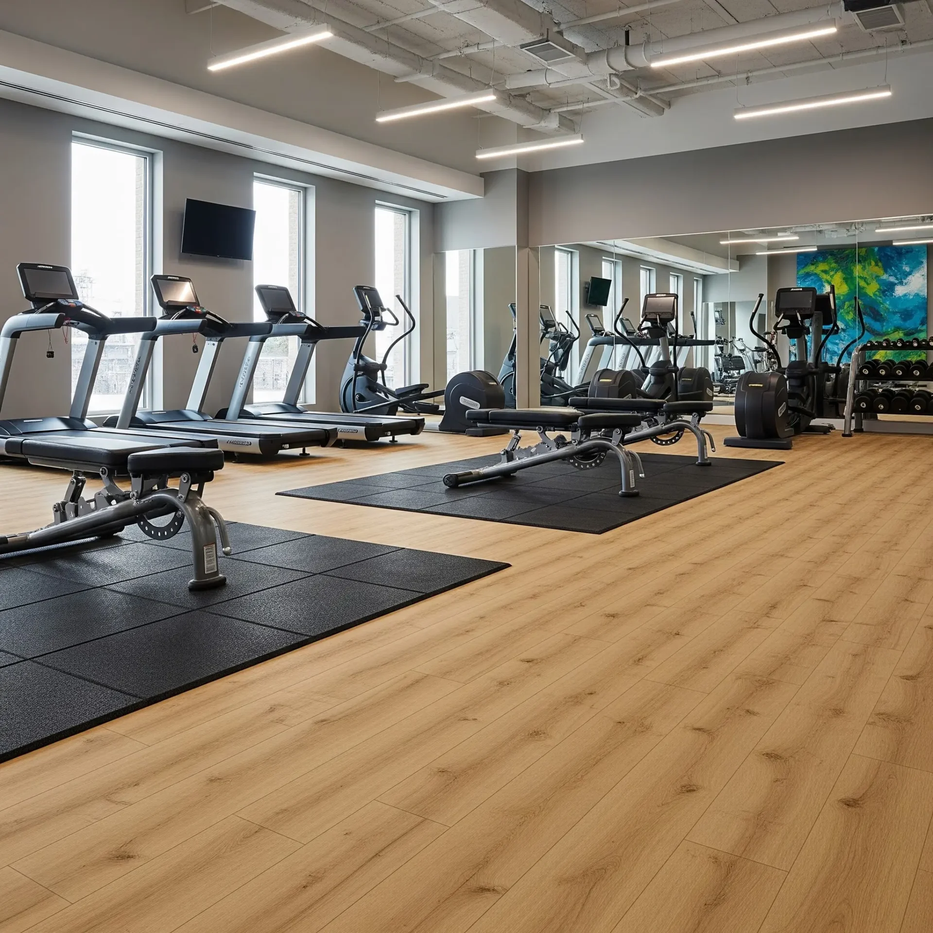 Commercial luxury vinyl flooring in gym