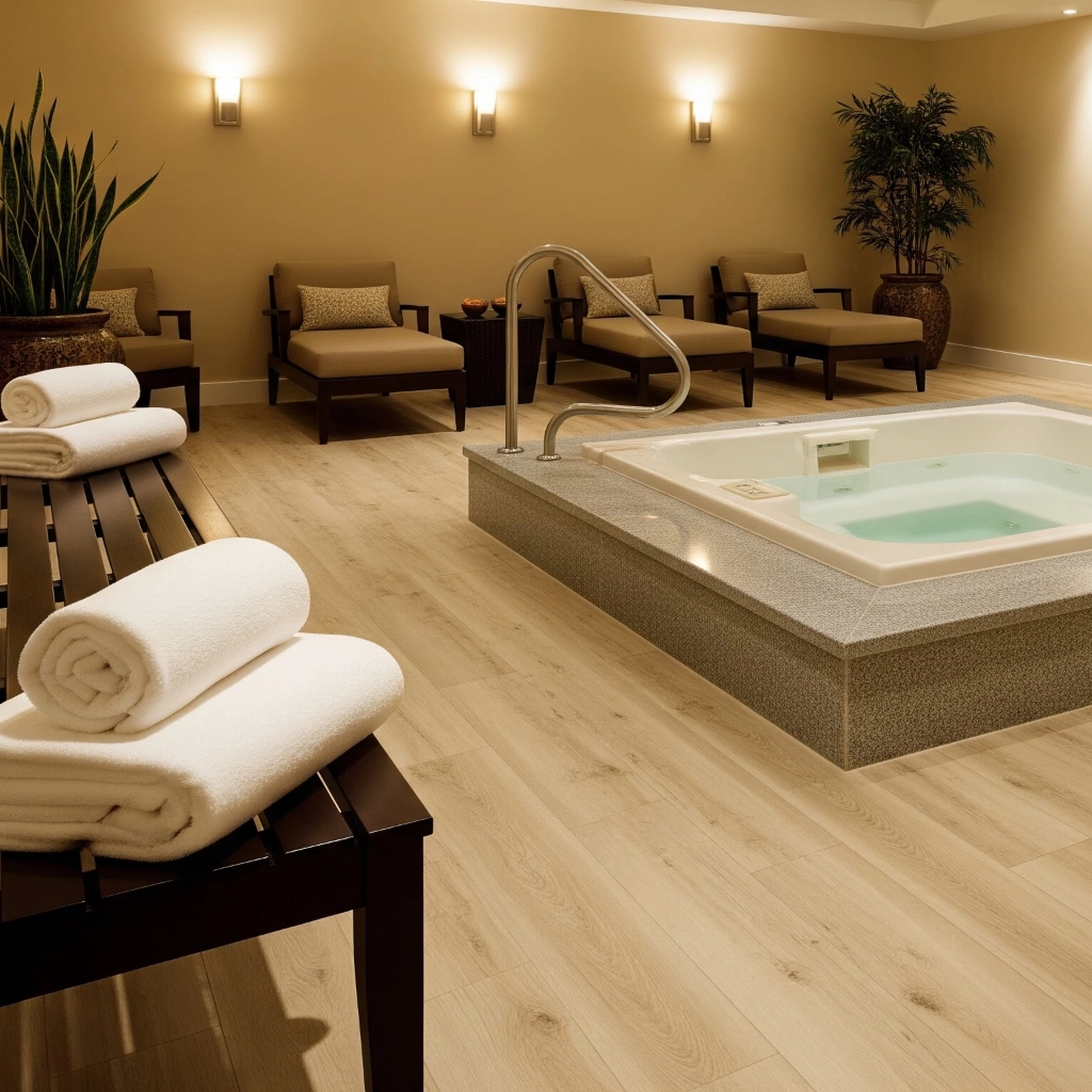 Luxury vinyl flooring in hotel spa