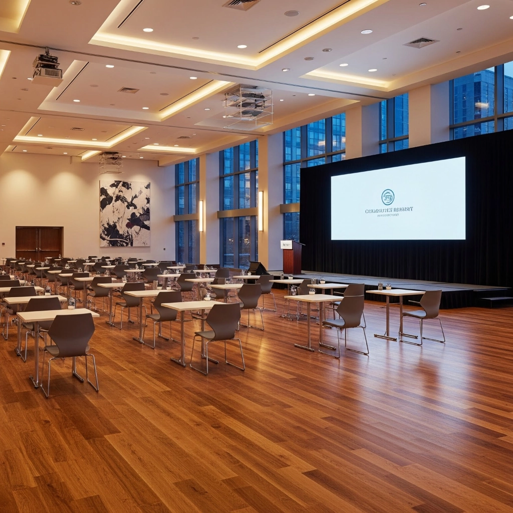 Hardwood flooring in hotel ballrom